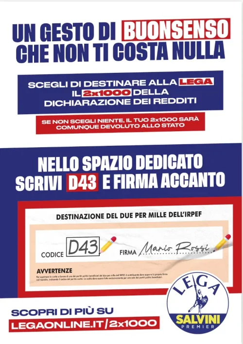 Scegli di destinare alla Lega il 2x100 della dichiarazione dei redditi